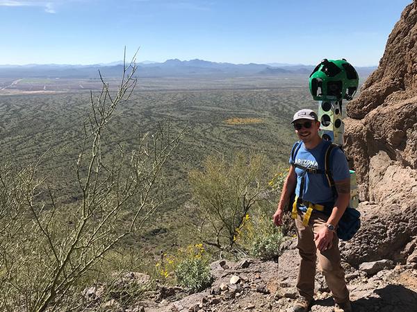 Ranger Ken with the Google Trekker on a traiil