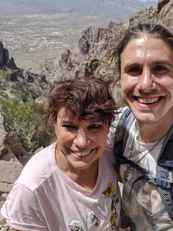 Rebecca O'Rourke and her son, Lukas at Lost Dutchman State Park