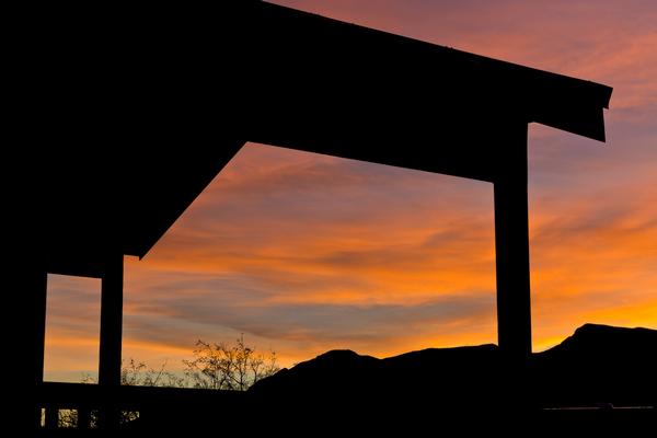 Sunset view from one of the rental cabins at Patagonia Lake State Park in Southern Arizona.